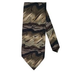 Jerry Garcia Silk Tie "Happy Birthday Collection 18" Green Black Tan Abstract